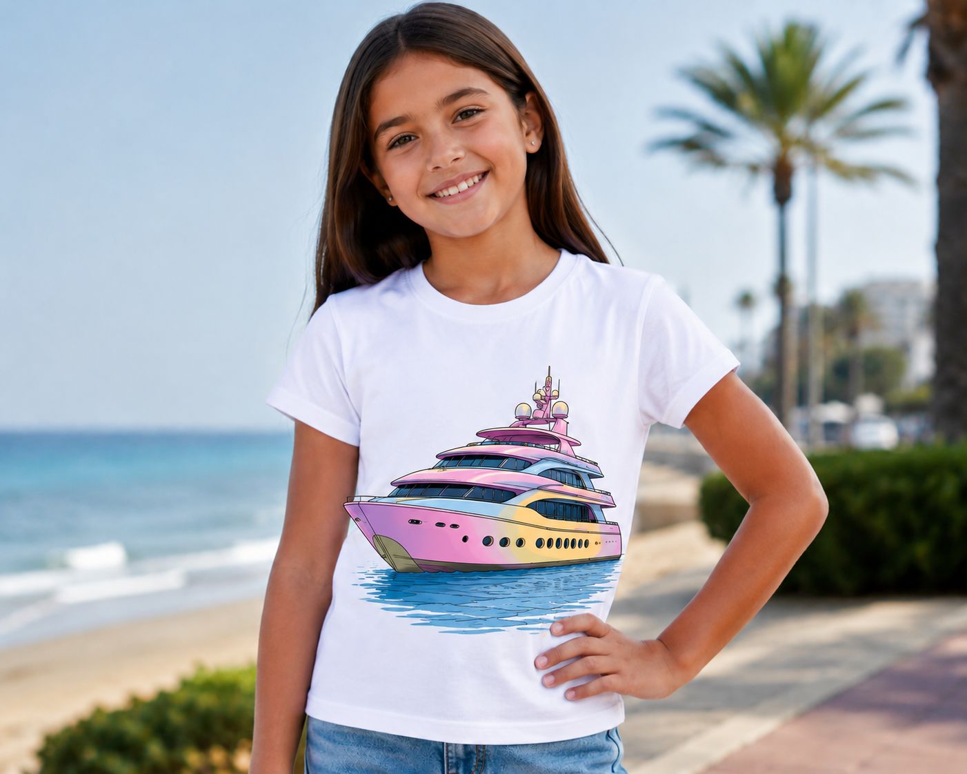 Luxury Yacht Sun Activated Color Changing T-Shirt for Kids