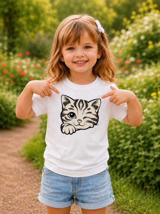 Wink Kitty – Sun-Activated Colour-Changing Cotton T-Shirt for Kids