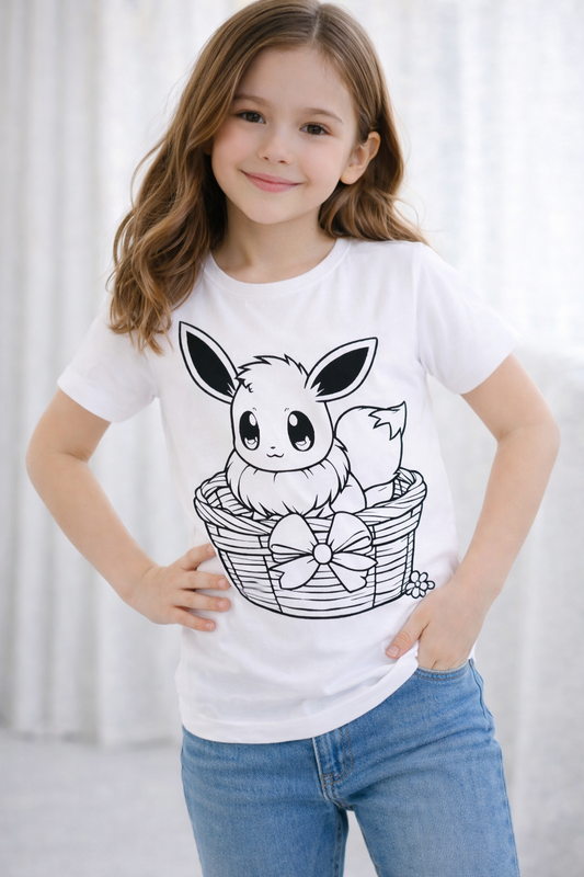 Cute Eevee Basket – Kids Printed T-Shirt