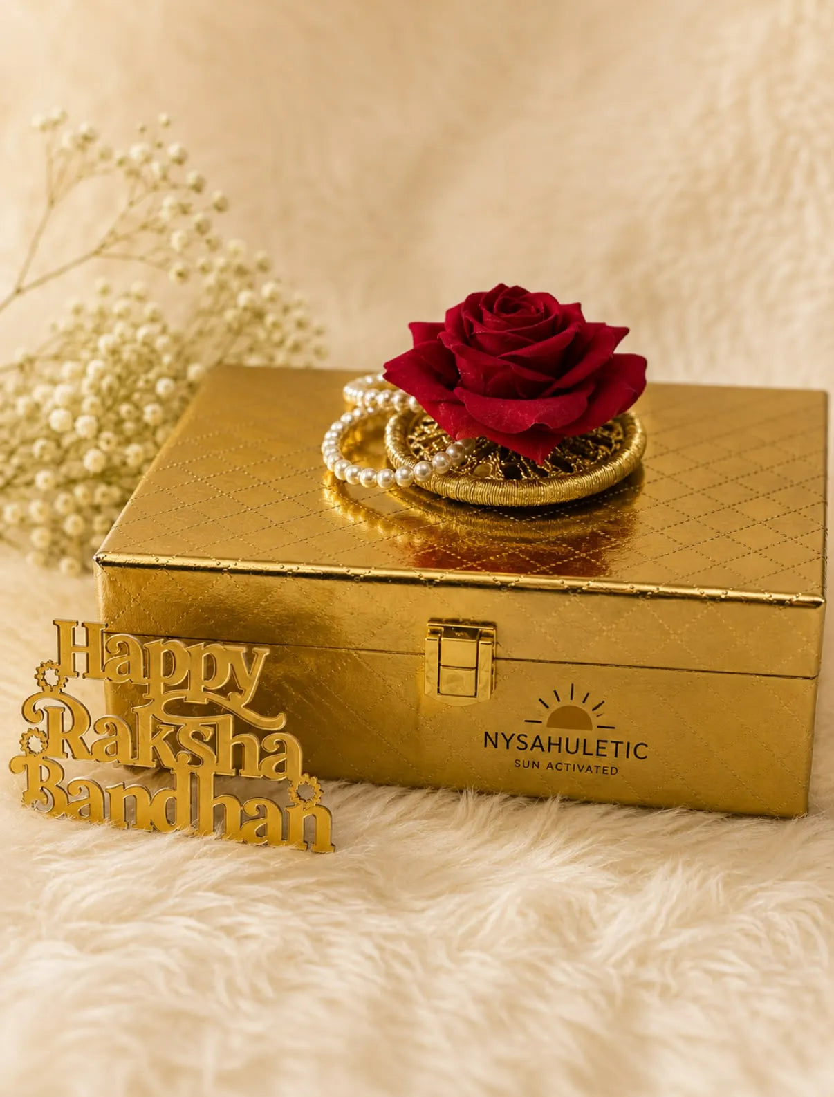 Closed Race Car Rakhi Gift Box for Brother with premium decorative gift box by Nysa Huletic.