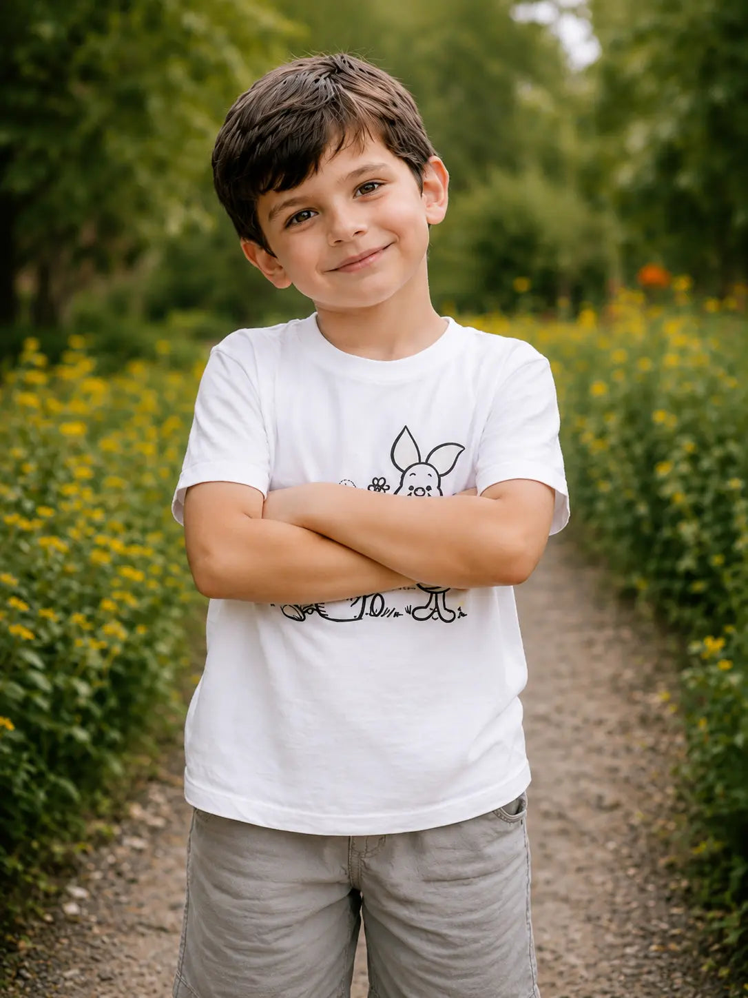 Kids Cotton T-Shirt featuring the Honey Bear & Little Friend artwork
