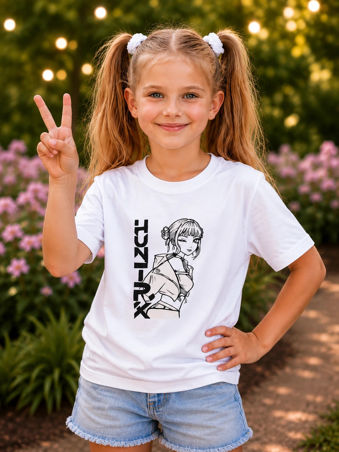 Kids Cotton T-Shirt with Sun Activated Colour-Changing Huntrix Warrior Artwork