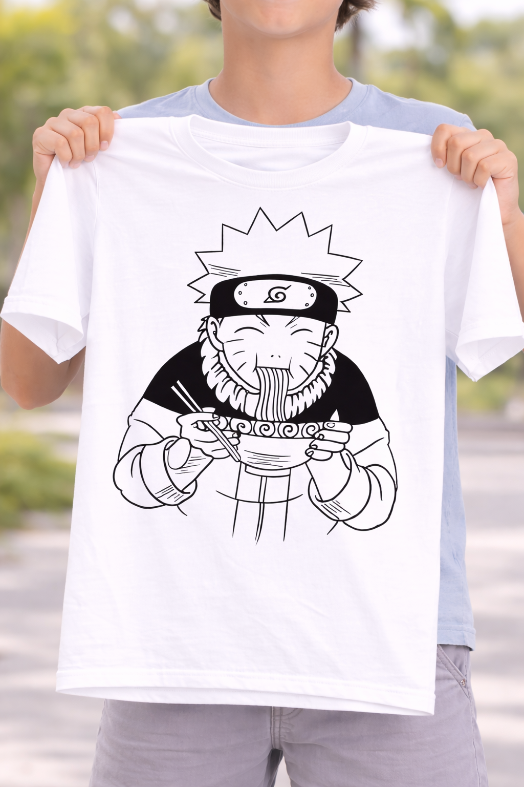 Anime Ninja Ramen Lover Cotton T-Shirt for Kids