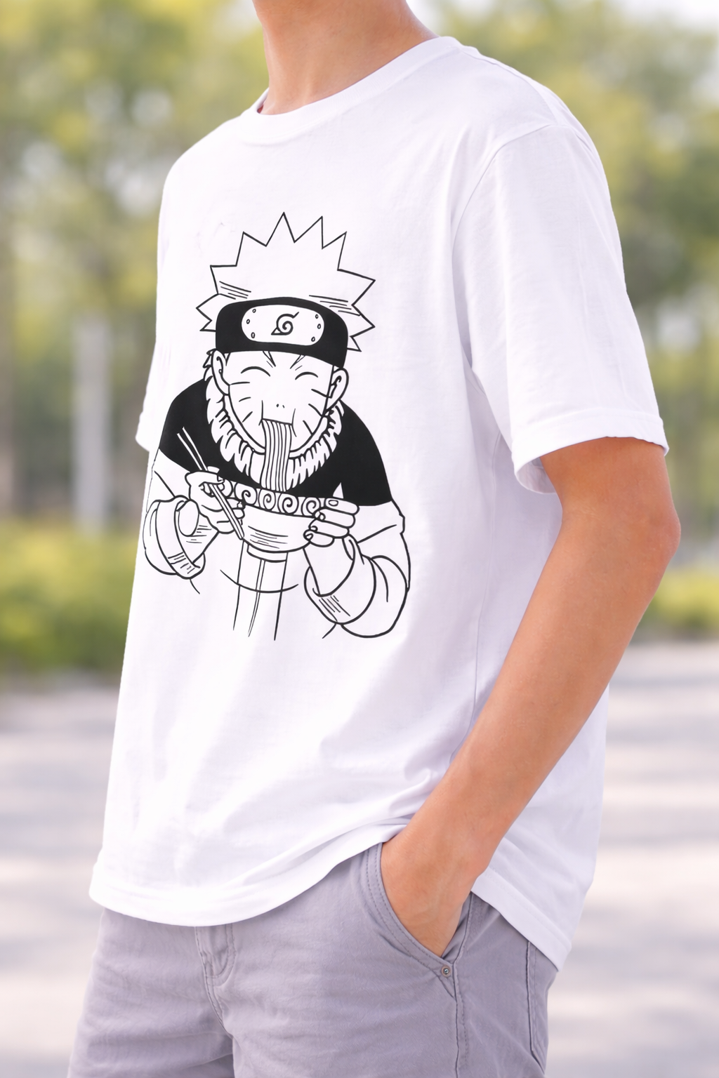 Anime Ninja Ramen Lover Cotton T-Shirt for Kids