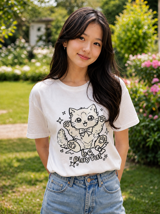 Be Playful Kitty – Sun-Activated Colour Changing Cotton T-Shirt for Kids