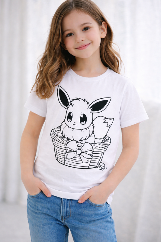 Cute Eevee Basket – Kids Printed T-Shirt