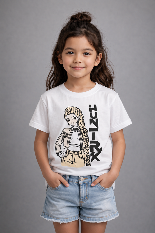 Huntrix Braided Hero – Sun-Activated Colour-Changing Cotton T-Shirt for Girls