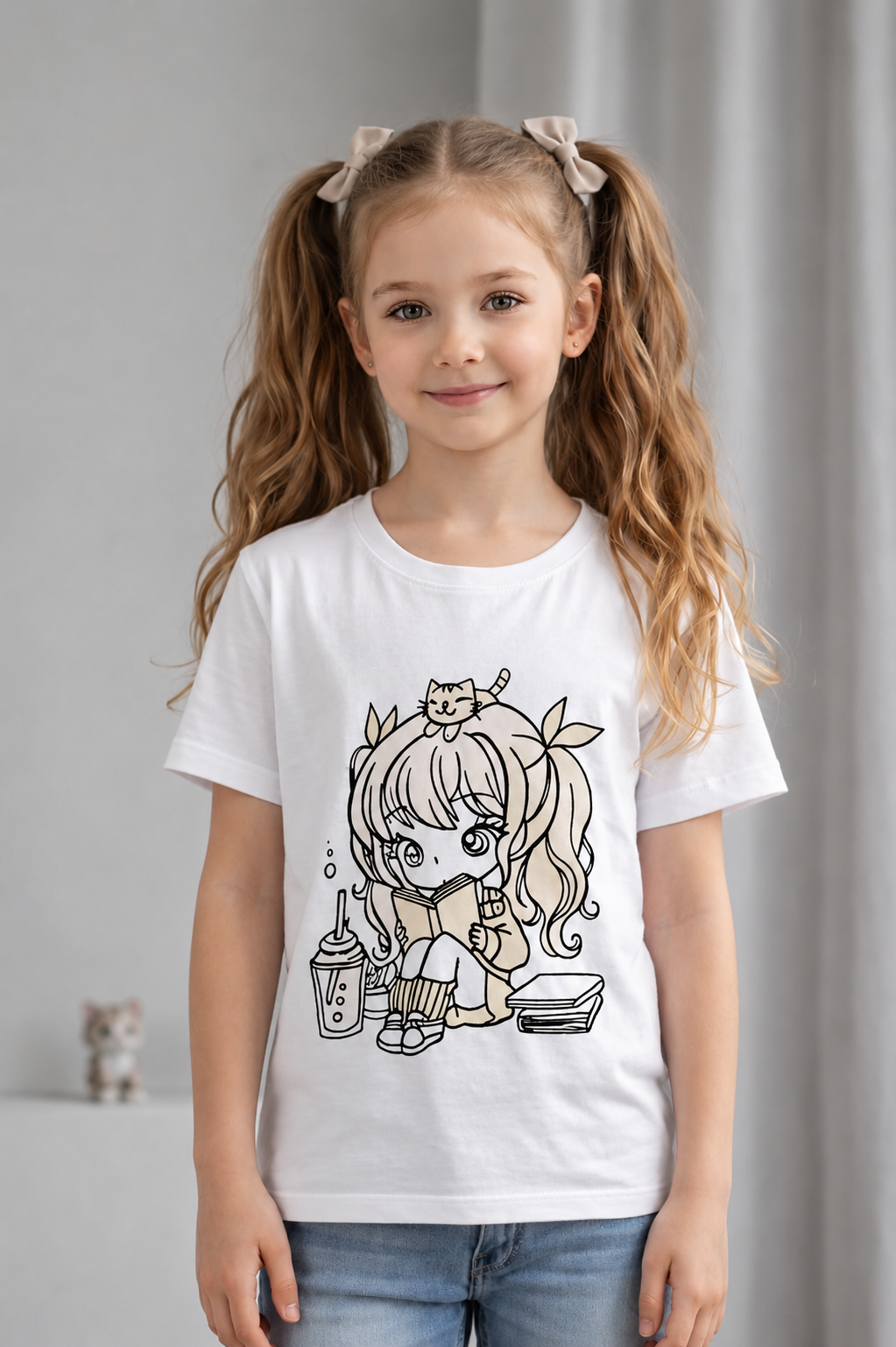 Little Bookworm Princess – Sun-Activated Colour-Changing Cotton T-Shirt for Kids