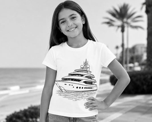 Luxury Yacht Sun Activated Color Changing T-Shirt for Kids
