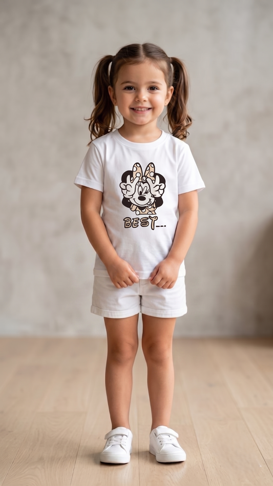 Minnie Peace Bestie – Sun-Activated Colour-Changing Cotton T-Shirt for Kids