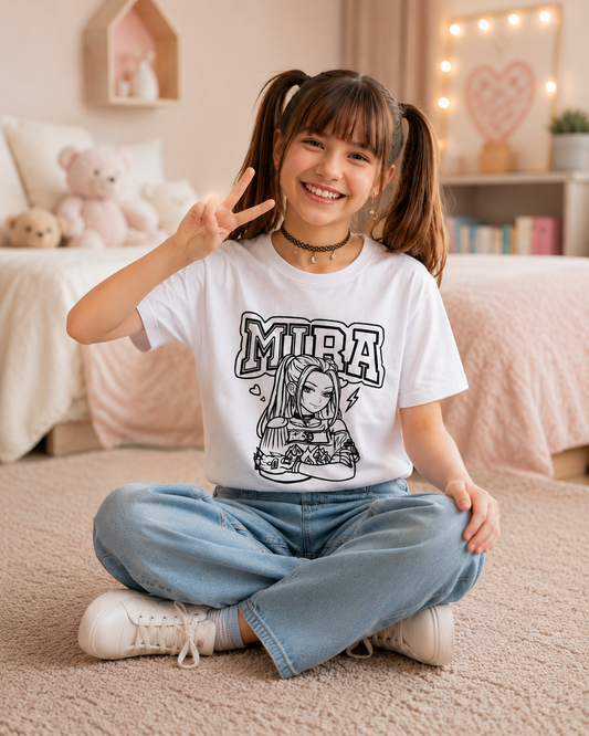 Mira Personalized Anime Sun Activated Colour Changing T-Shirt for Kids