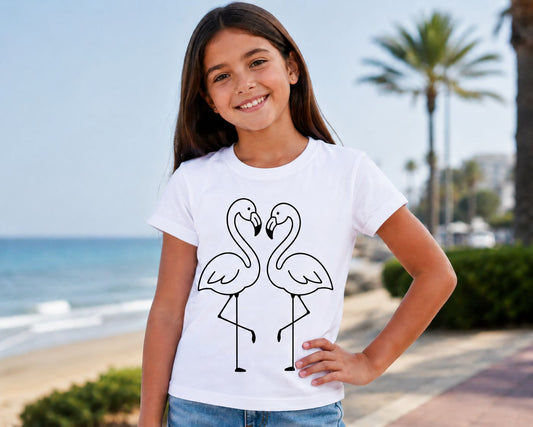 Pink Flamingo Sun Activated Colour Changing T-Shirt for Kids