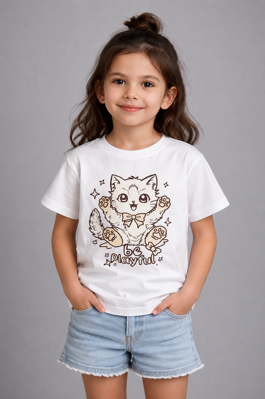 Playful Kitty – Sun-Activated Colour-Changing Cotton T-Shirt for Kids