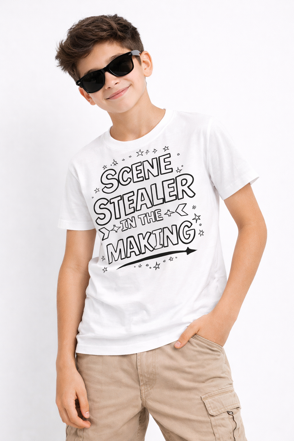 Scene Stealer in the Making Cotton T-Shirt for Kids