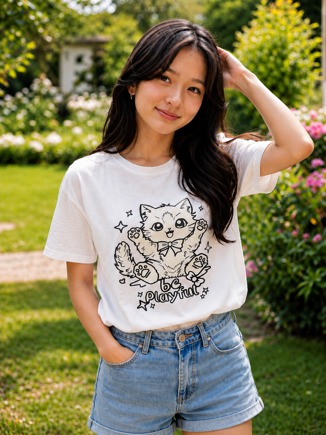 Be Playful Kitty – Sun-Activated Colour Changing Cotton T-Shirt for Kids