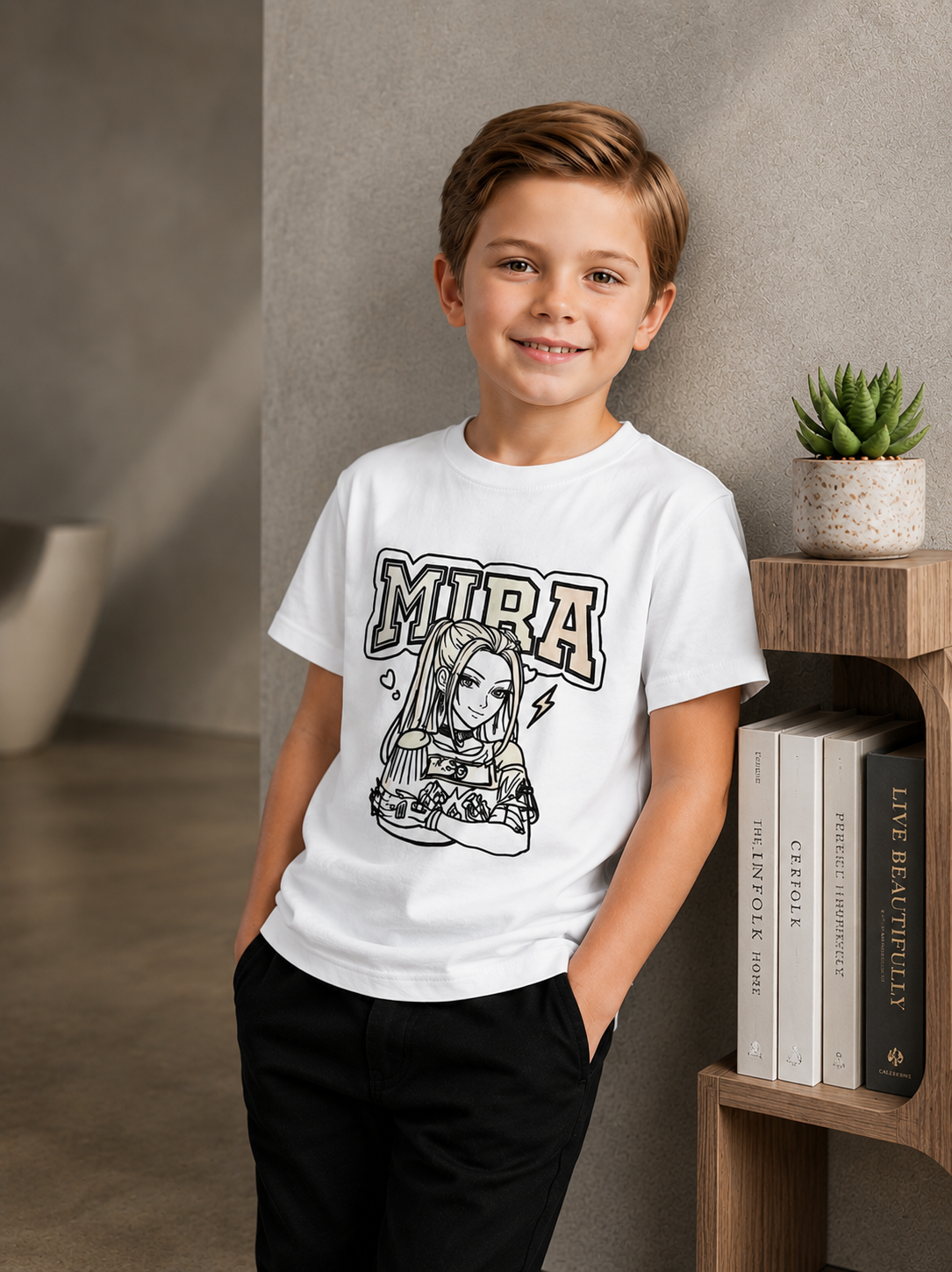 Mira Personalized Anime Sun Activated Colour Changing T-Shirt for Kids