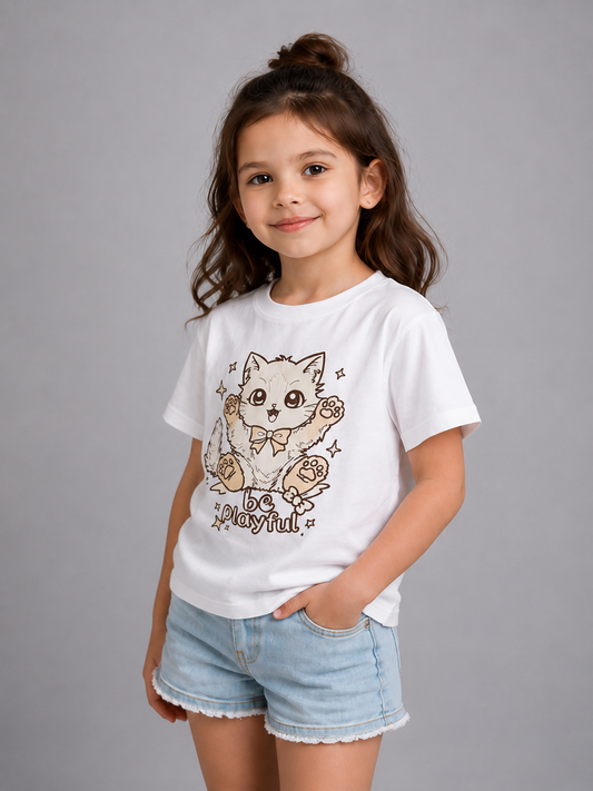 Playful Kitty – Sun-Activated Colour-Changing Cotton T-Shirt for Kids