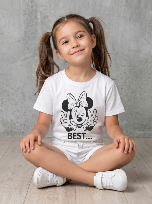 Minnie Peace Bestie – Sun-Activated Colour-Changing Cotton T-Shirt for Kids