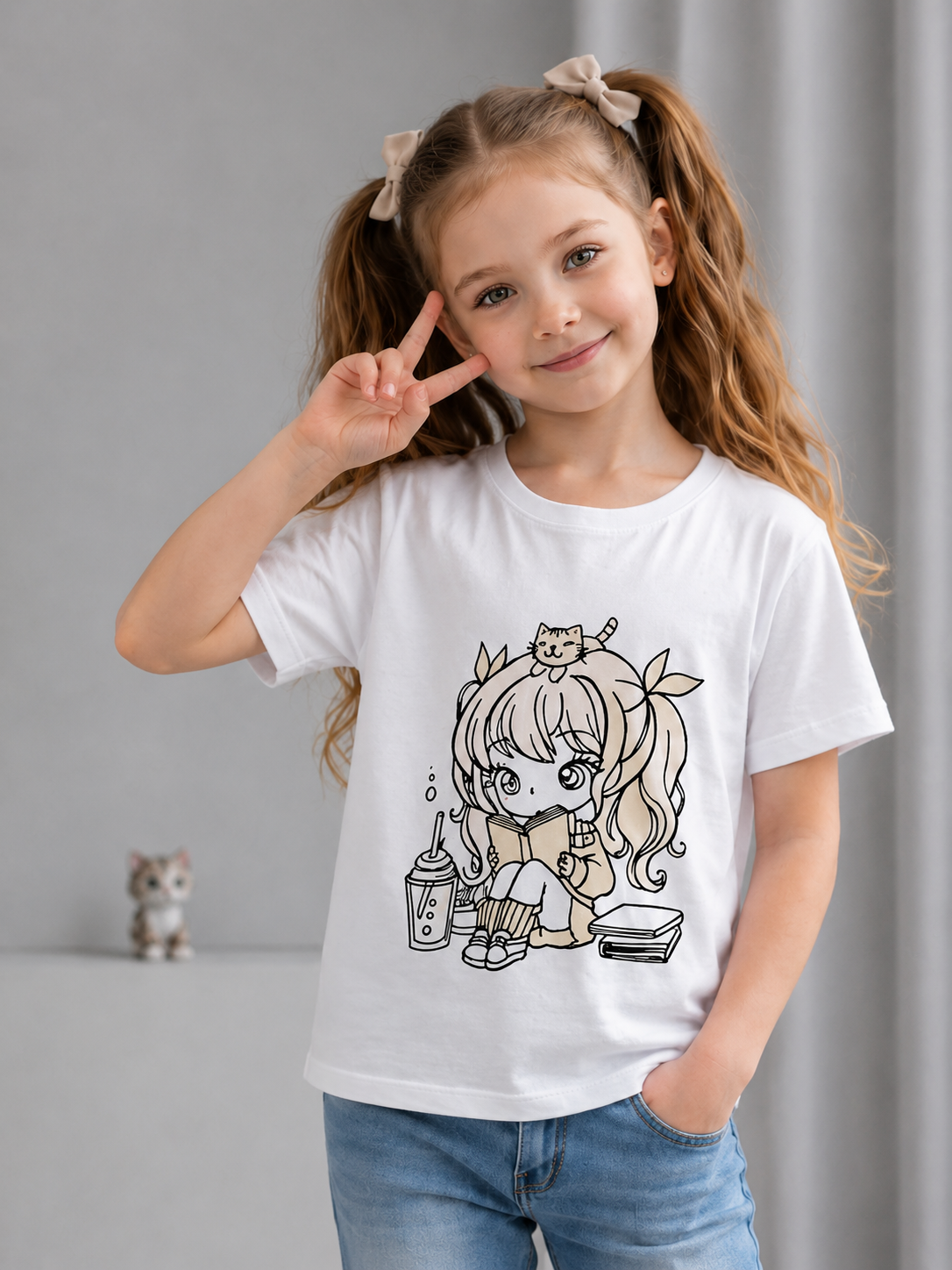 Little Bookworm Princess – Sun-Activated Colour-Changing Cotton T-Shirt for Kids