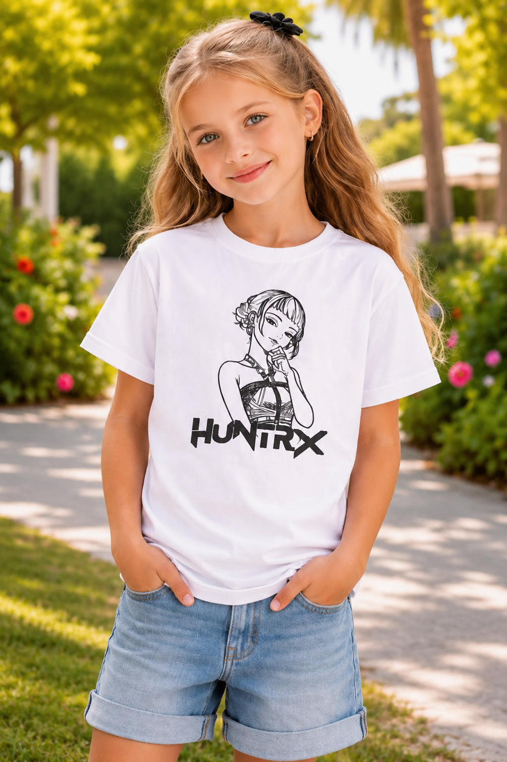 Huntrx Anime Girl Sun Activated Colour Changing T-Shirt for Kids