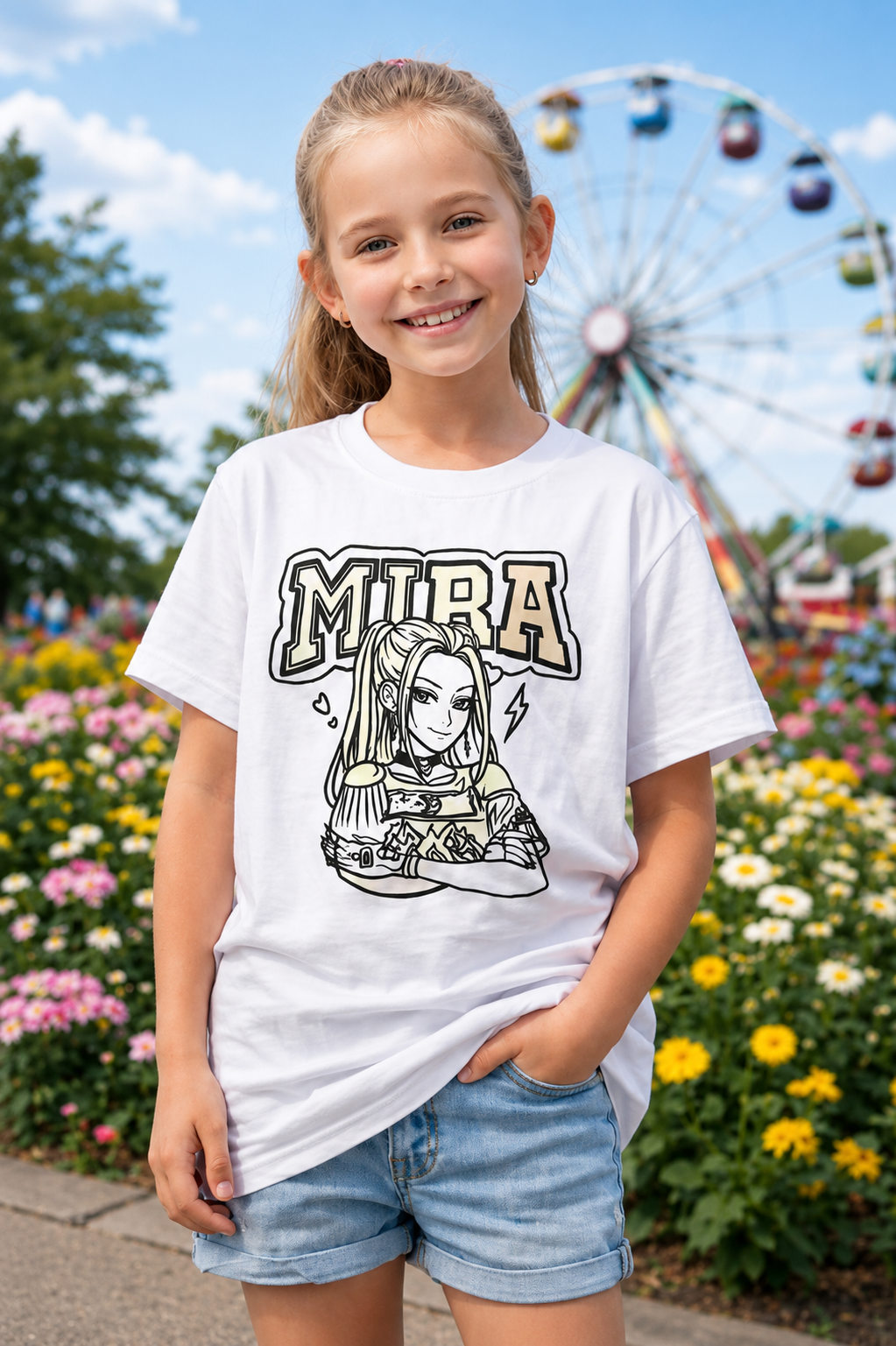 Mira Personalized Anime Sun Activated Colour Changing T-Shirt for Kids