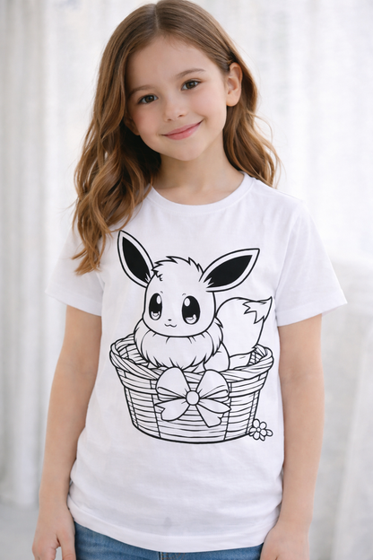 Cute Eevee Basket – Kids Printed T-Shirt