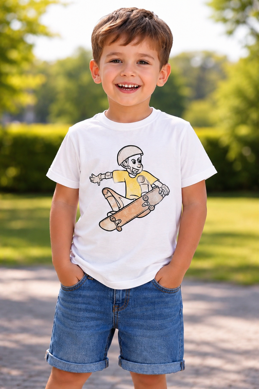 Skateboard Hero – Sun-Activated Colour-Changing Cotton T-Shirt for Kids