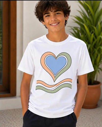 Sun Activated Colour-Changing Independence Day Heart T-Shirt for Kids