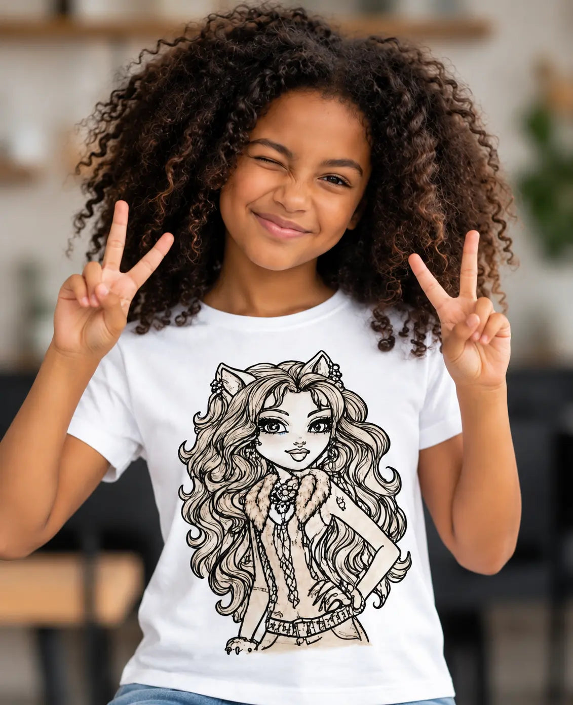 Little Kitty Princess design on Sun Activated Colour-Changing Cotton Kids T-Shirt by Nysa Huletic