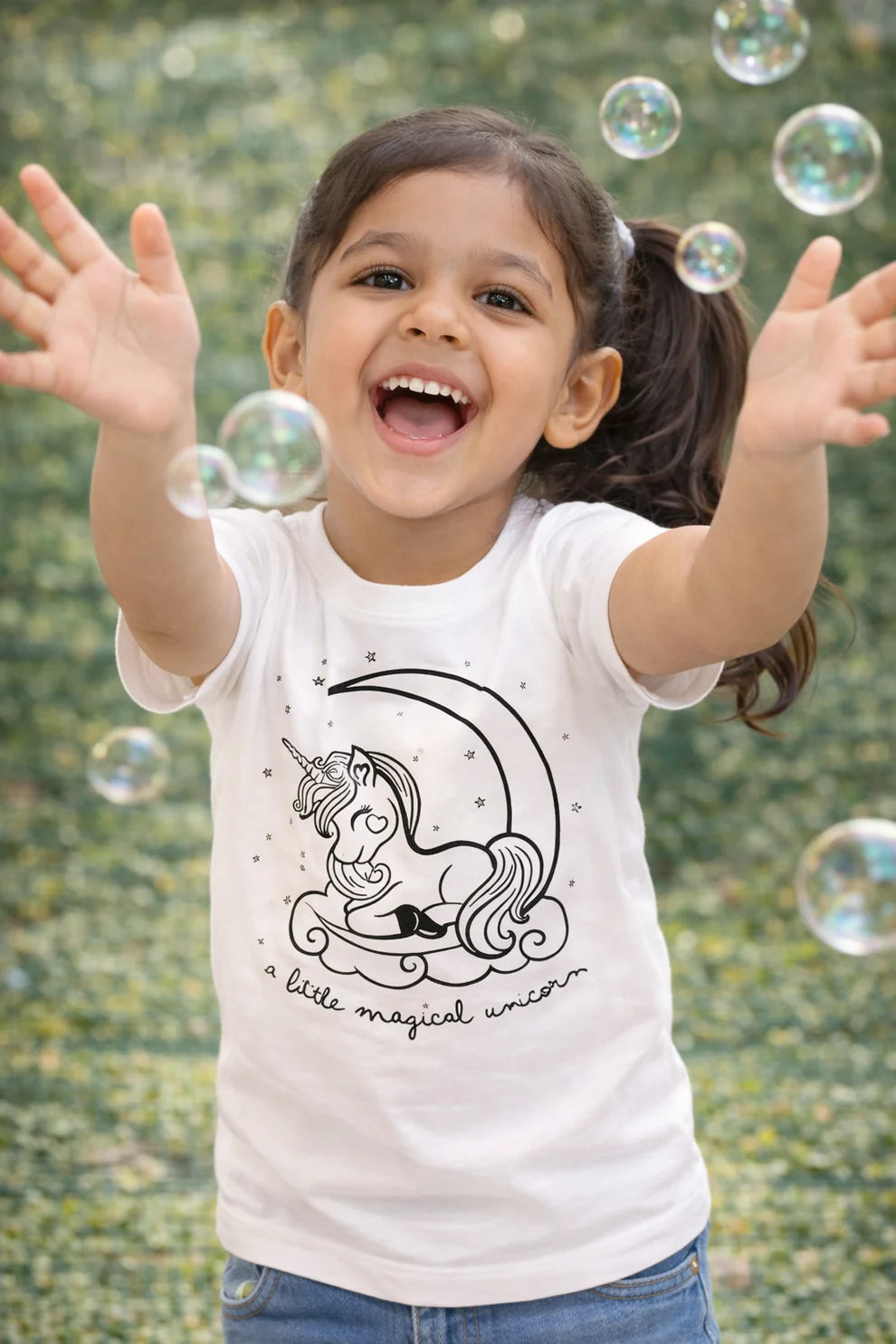 Raksha Bandhan gift hamper featuring the Dreamy Unicorn Sun Activated Colour-Changing Cotton T-Shirt for Kids by Nysa Huletic.