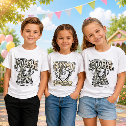 Kids hamper with Rumi Anime and Mira Anime Sun Activated Colour-Changing Cotton T-Shirts for Raksha Bandhan.