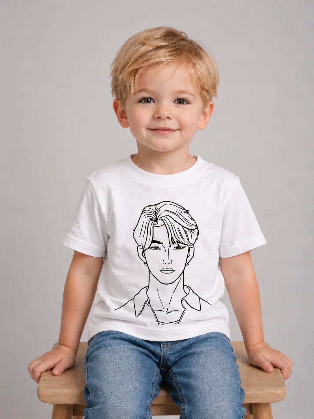 Child wearing Anime Heartthrob Sun Activated Colour-Changing T-Shirt outdoors