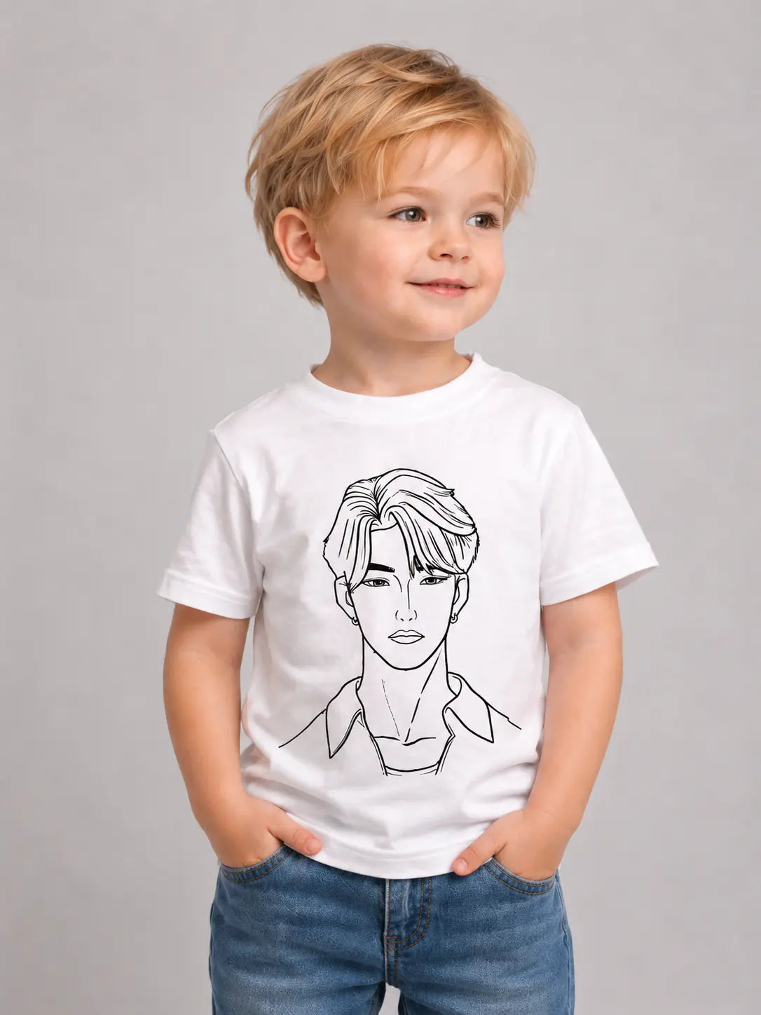 Back view of Anime Heartthrob Sun Activated Cotton T-Shirt for Kids