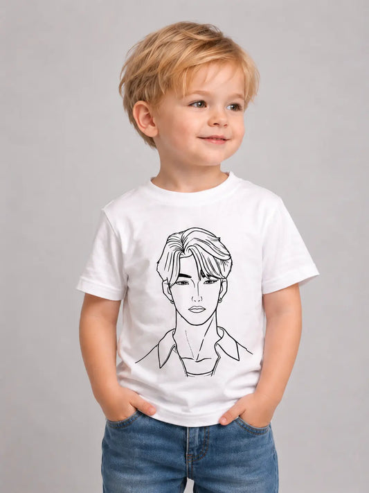 Back view of Anime Heartthrob Sun Activated Cotton T-Shirt for Kids