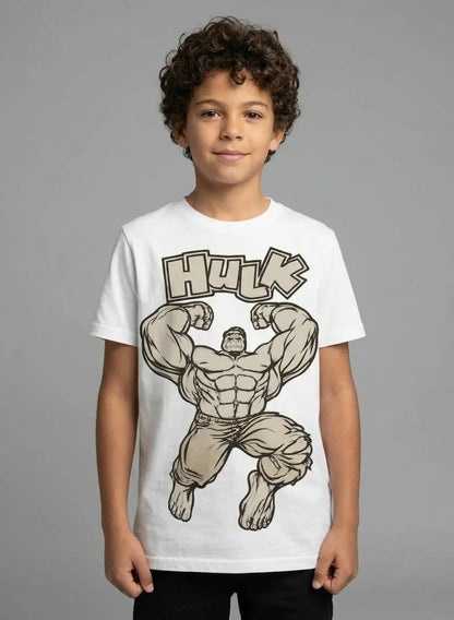 Sun Activated Colour-Changing Cotton T-Shirt for Kids featuring Hulk superhero graphic by Nysa Huletic