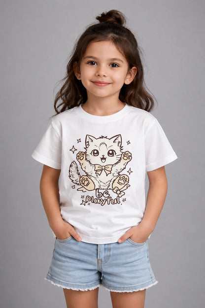 Sun Activated Colour-Changing Cotton T-Shirt for Kids – Playful Kitty