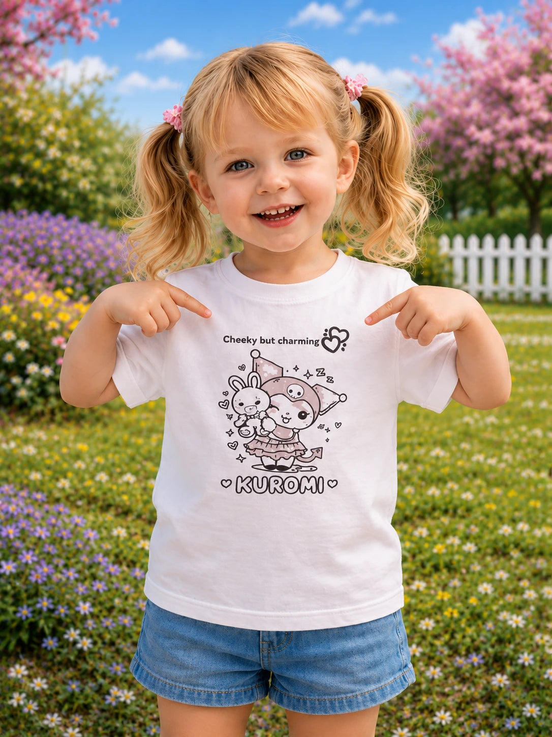 UV Reactive Cotton T-Shirt for Kids with Sweet Rebel design